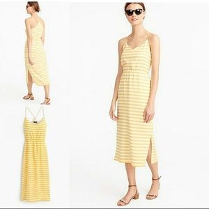 J Crew Carrie Yellow /White Striped Silk Dress